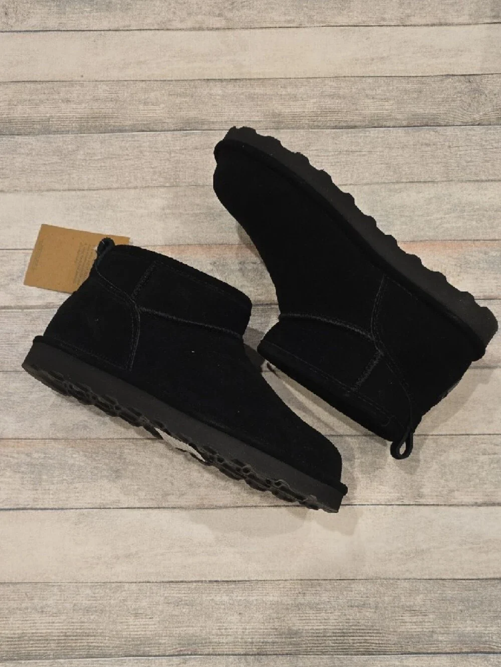 BearPaw Shorty Womens Black Suede Short Winter Boots Size 9 - Picture 4 of 8